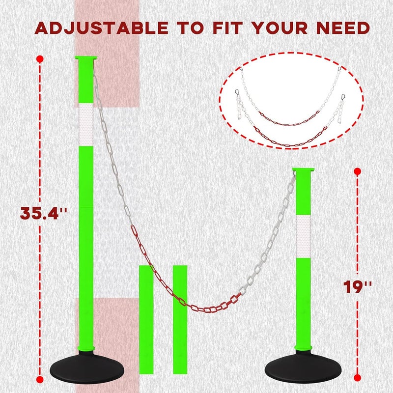 Alyoen Traffic Delineator Post with Weighted Base & Reflective Collars,Adjustable Parking Cones,Orange Driveway Barrier Stanchion with 4 FT Chains for Traffic Crowd Control（Patented） - Image 5